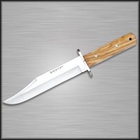 Cuchillo de Monte Caza Mayor Bowie 11044 Miguel Nieto 32,5 cm, Hoja de acero 19,5 cm, Mango de madera de olivo, Funda de piel