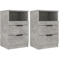 Mesita de Noche 2 Uds Madera Contrachapada Hormigón Vidaxl