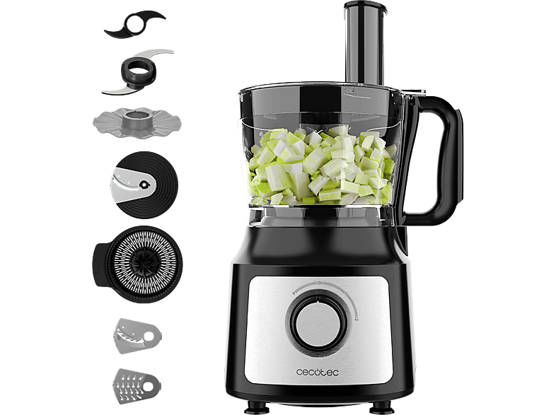 Procesador de alimentos Cecotec Comino 1000, 1000 W, 2 L, modo Pulse