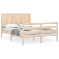 Estructura de cama con cabecero de madera maciza 140x190 cm Vidaxl