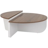 Xyn Mesa de Centro Redonda Dúo Efecto Travertino 90 cm