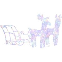 Reno y Trineo Adorno Navideño 160 LEDs Acrílico 130 cm Vidaxl