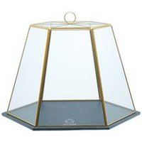 Artesa Cúpula Geométrica De Cristal Para Pasteles Y Quesos Con Bandeja De Pizarra
