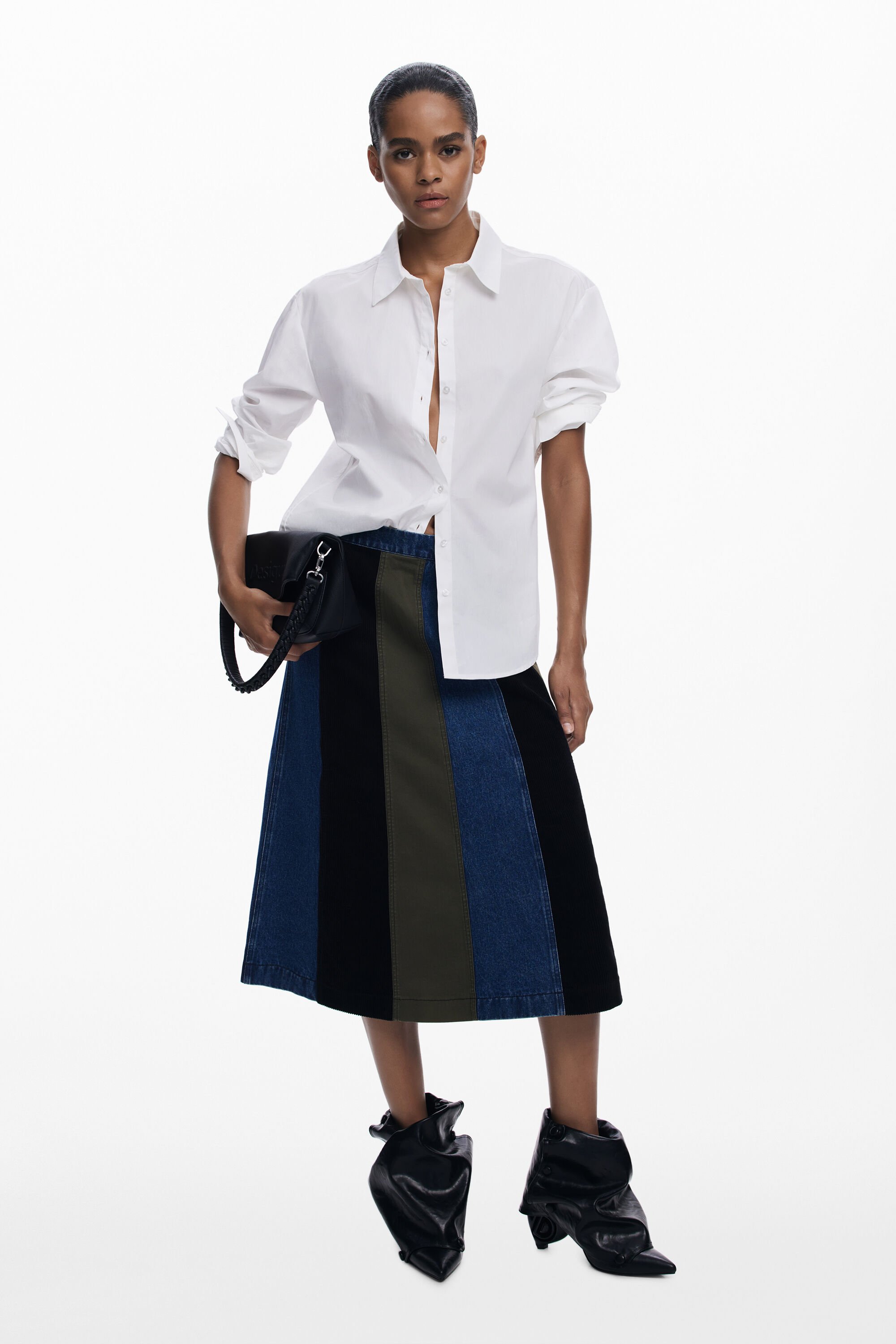 Desigual Falda midi evasé patchwork