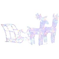 Adorno Navideño Reno y Trineo con 160 LEDs, 130 cm, Acrílico