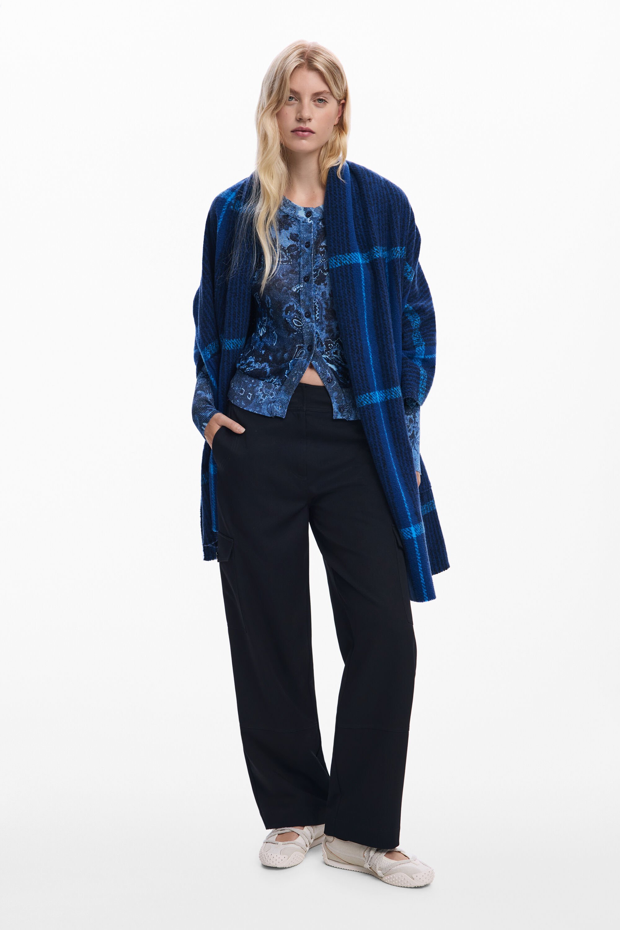 Desigual Bufanda Capelina Cuadros para Hombre