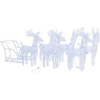 Decoración Navideña de Renos y Trineo Acrílico 320 LED Vidaxl