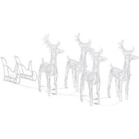 Decoración Navideña de Renos y Trineo en Acrílico 280x28x55 cm