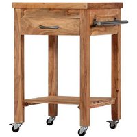 Carrito de cocina de madera maciza de acacia 58x58x89 cm