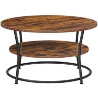 Mesa de café redonda con doble estante, diseño industrial, 80x45 cm