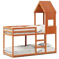 Cama Litera con Techo Madera Maciza Pino 90x190 cm