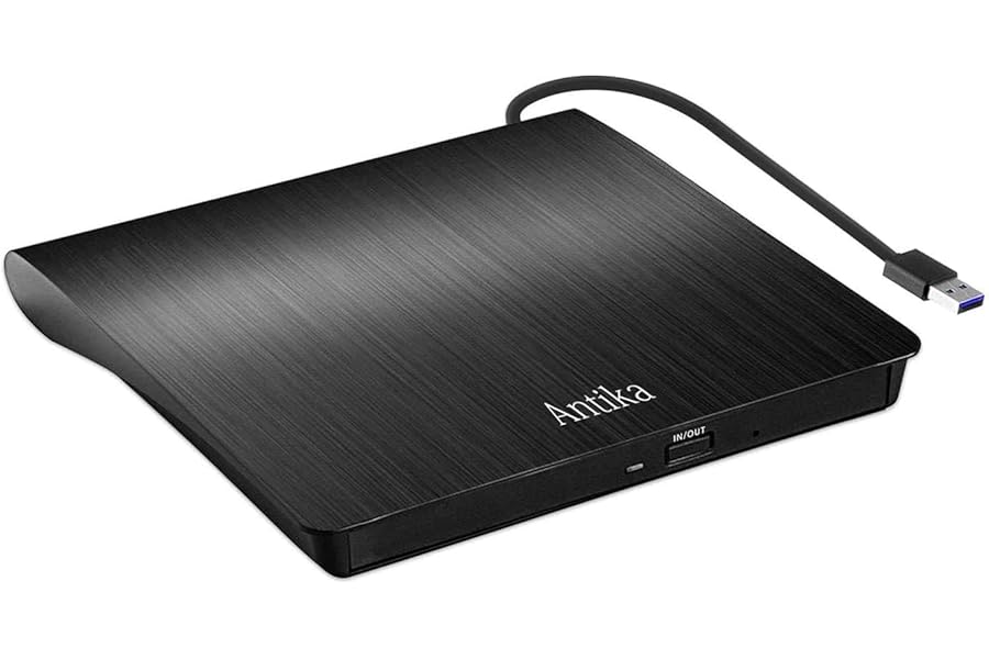 Antika Grabadora de DVD/CD +/-RW con USB 3.0 y lector de tarjetas portátil Ultrafino