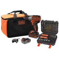 Taladro Percutor Inalámbrico Black+Decker 18V con 2 Baterías (2.5Ah + 4Ah), Cargador y Bolsa