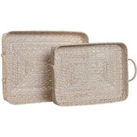 Bandeja Set 2 de Bambú Ratan 45x35x13 y 40x30x6