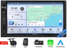 Coche Estéreo Doble DIN 7" QLED Android 13 con GPS, Apple CarPlay y Android Auto