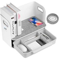 Organizador de Escritorio con Cajón y Cargador Inalámbrico