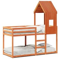 Cama Litera Con Techo Madera Maciza Pino 90x200 cm