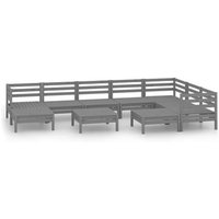 Juego de Muebles de Jardín 10 Piezas Madera Maciza de Pino