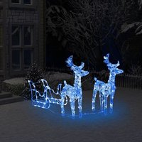 Adorno Navideño Reno y Trineo, 130 cm, 160 LEDs, Acrílico, CFW141597