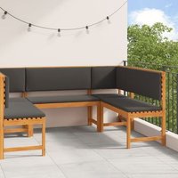 Juego de jardín de 5 piezas con cojines de madera de acacia maciza V2164