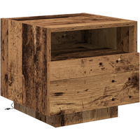 Mesita de Noche con Luces LED Madera Envejecida 40x39x37 cm Cfw67828