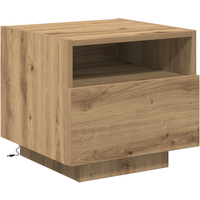 Mesilla de noche con luces LED de madera roble Artisan 40x39x37 cm (CFW45409)
