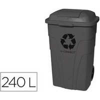 Papelera Contenedor Q-connect Plástico 240L con Tapadera y Ruedas