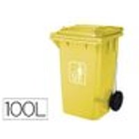 Contenedor de Papelera Q-connect de Plástico con Tapadera y Ruedas 100 L