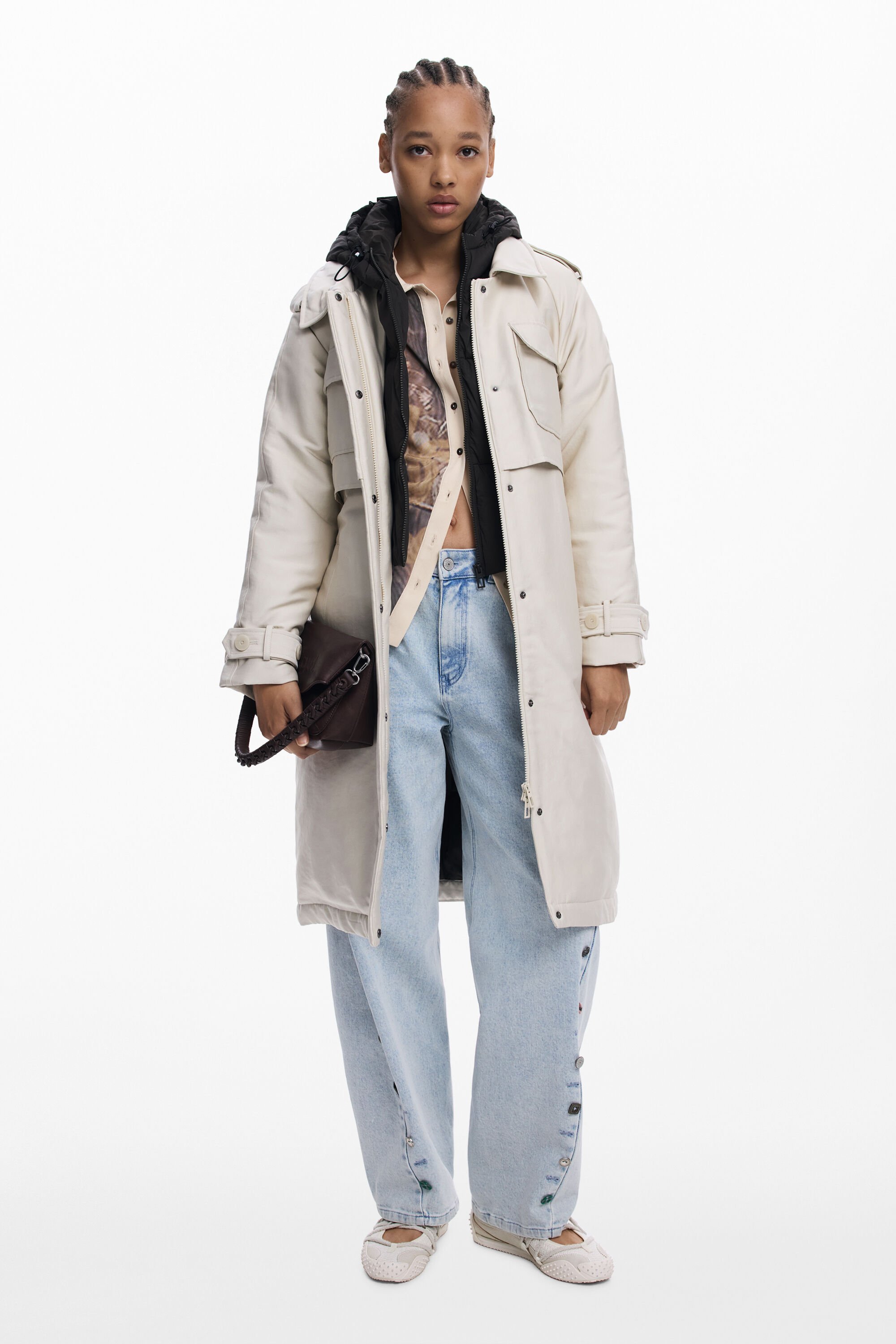 Desigual Chaqueta Acolchada Larga Ligera