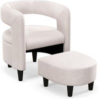 Sillón Decorativo con Reposapiés y Otomana Tapizada de Terciopelo Costway 65 x 62 x 73 cm
