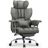 Silla de Oficina de Cuero con Respaldo Alto y Reposapiés Rattantree