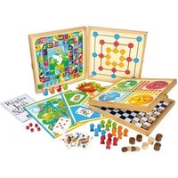 Jeujura Caja de Juegos Clásicos – 80 Reglas y Peones de Madera