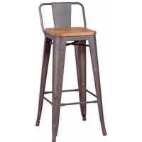 Taburete Industrial de Acero Envejecido con Respaldo Bajo 42x42x94cm