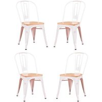 Pack de 4 Sillas Metálicas con Asiento de Madera 44x53x83 cm