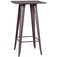 Mesa Alta Industrial en Acero Envejecido y Madera 60x60x106cm