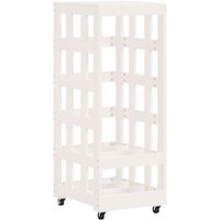 Leñero con Ruedas de Madera Maciza de Pino 40x49x110 cm