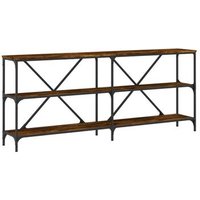 Mesa Consola Hierro Madera Ingeniería Roble Ahumado 180x30x75cm