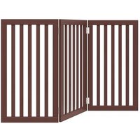 Puerta Para Perros Plegable 3 Paneles Madera Álamo 150cm