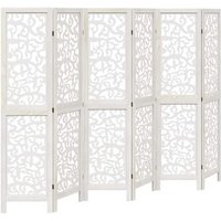 Biombo Separador de 6 Paneles de Madera Maciza Paulownia Vidaxl