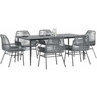 Juego de 7 cojines de rattan sintético y vidrio para comedor de jardín