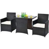 Muebles Terraza Exterior 3 Piezas - Conjunto Mesa y Sillas Costway 104x63x72 cm