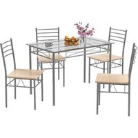 Conjunto de mesa de comedor rectangular de vidrio y 4 sillas Costway (40x43x86 cm)