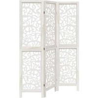 Biombo Separador de 3 Paneles Madera Maciza Paulownia