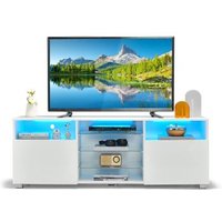 Mueble para Televisión con luces LED Centro Costway 146x35x53 cm, compatible hasta 65 pulgadas