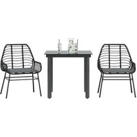 Set de comedor de jardín con 3 cojines de ratán sintético
