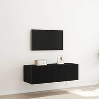 Mueble de TV de pared con luces LED en roble 100x35x31 cm