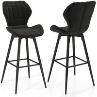 Juego de 2 taburetes de bar tapizados con estructura metálica Costway 51x48x104 cm