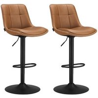 Set de 2 taburetes de bar giratorios y regulables acolchados con respaldo y reposapiés, estructura de acero