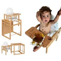 Trona Evolutiva Portátil de Madera de Haya Evoluonge – Convertible Mesa y Silla Infantil con Asiento Acolchado