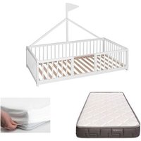 Cama Infantil Tipi 140x70 Montessori Apache Wonderland de Madera de Haya + Colchón Morfeo + Protector